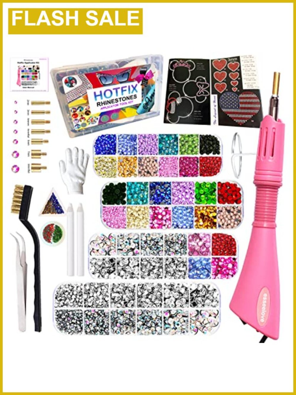 Hotfix Rhinestone Bedazzler Kit with Applicator, 4380 Pcs